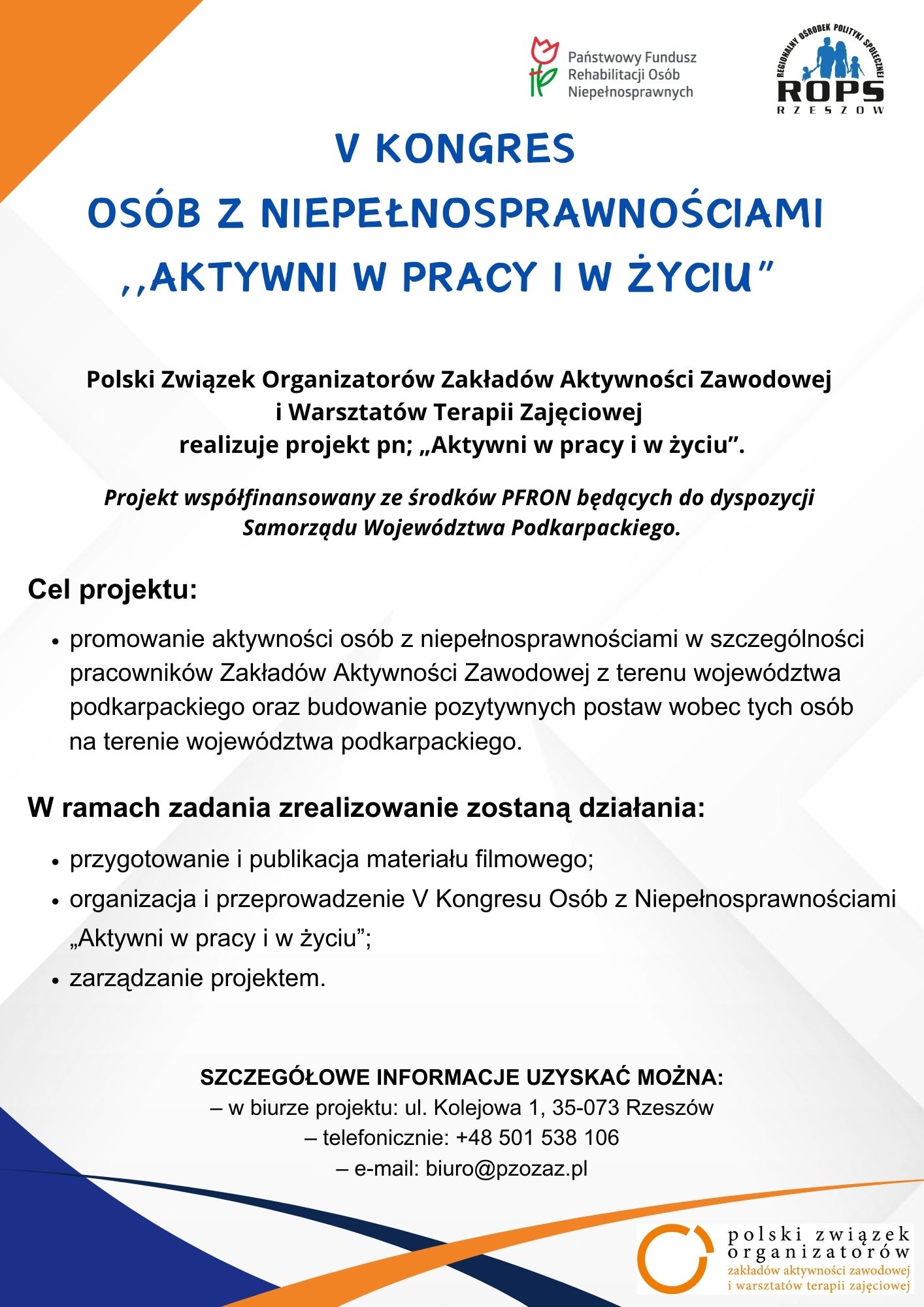 POLSKI ZWIĄZEK ORGANIZATORÓW ZAKŁADÓW AKTYWNOŚCI ZAWODOWEJ I WARSZTATÓW TERAPII ZAJĘCIOWEJ